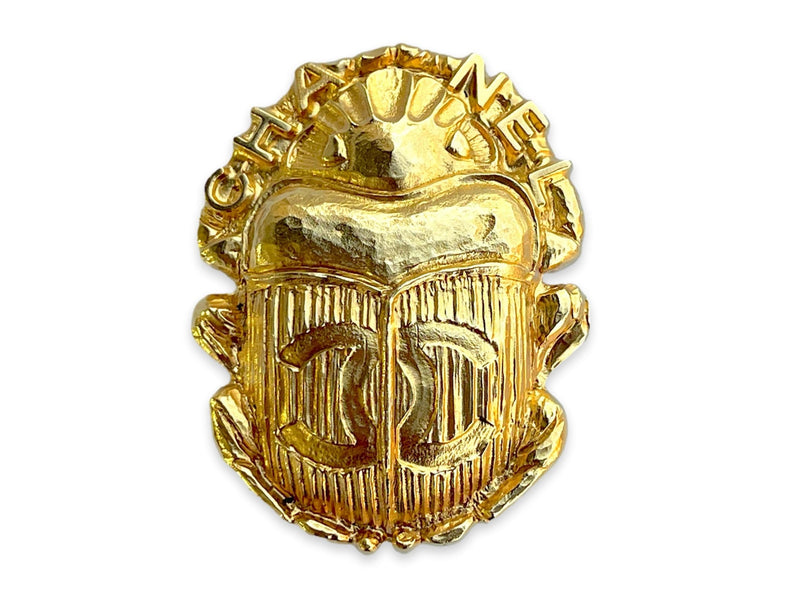 Chanel 19A Egypt Gold Scarab Brooch Paris-New York BG0