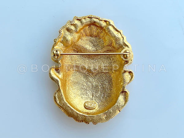 Chanel 19A Egypt Gold Scarab Brooch Paris-New York BG0