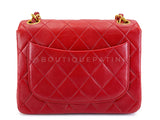 Chanel 1988 Vintage Red Square Mini Flap Bag 24k GHW Lambskin Y0F