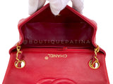 Chanel 1988 Vintage Red Square Mini Flap Bag 24k GHW Lambskin Y0F