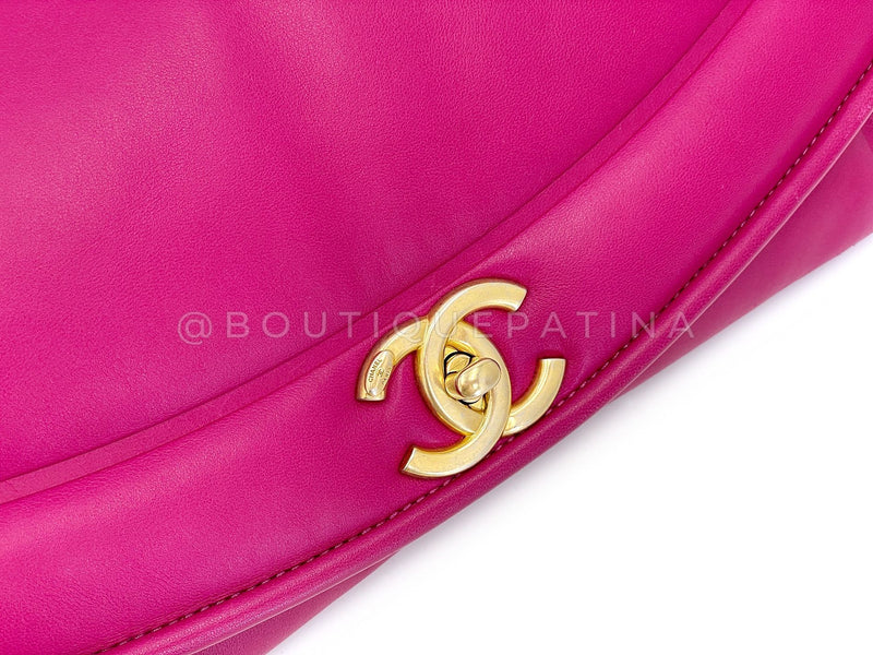 Chanel Fuchsia Pink Lambskin Puffy Large Flap Bag GHW V6V