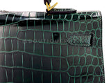 Hermès Vert Cypress Shiny Porosus Crocodile Kelly Bag Sellier 35cm 24k GHW Dark Green XYJ