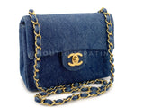 Chanel 1990 Vintage Denim Square Mini Flap Bag 24k GHW OL2