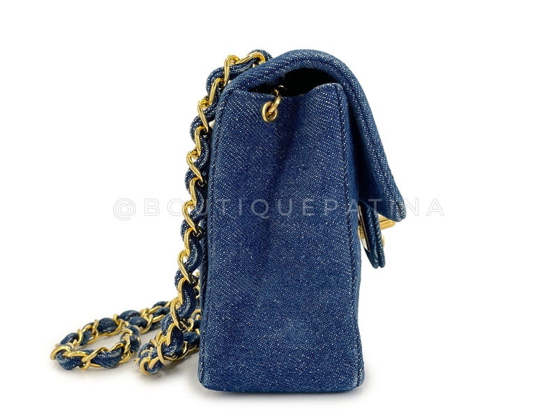 Chanel 1990 Vintage Denim Square Mini Flap Bag 24k GHW OL2