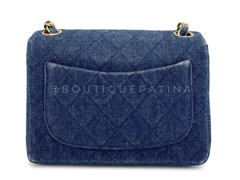 Chanel 1990 Vintage Denim Square Mini Flap Bag 24k GHW OL2