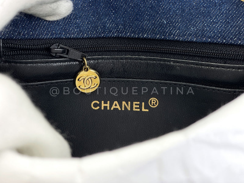 Chanel 1990 Vintage Denim Square Mini Flap Bag 24k GHW OL2