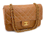 Chanel 1998 Vintage Beige Contrast Stitch Medium Classic Flap Bag 24k GHW XOC