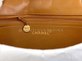 Chanel 1998 Vintage Beige Contrast Stitch Medium Classic Flap Bag 24k GHW XOC