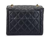 Chanel 1996 Vintage Black Caviar Square Crossbody Flap Bag 24k GHW O7P