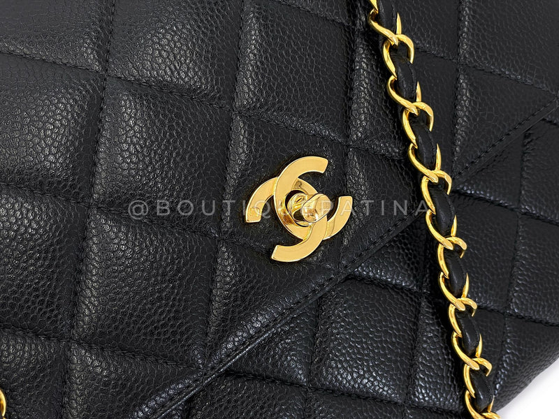 Chanel 1996 Vintage Black Caviar Square Crossbody Flap Bag 24k GHW O7P