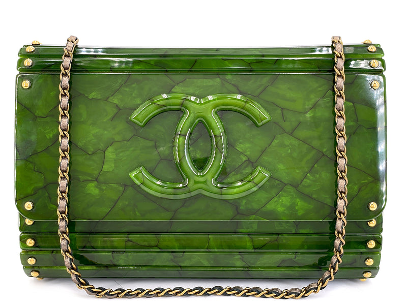 Chanel 2010 Paris-Shanghai Jade Green Plexiglass Clutch Bag on Chain T44