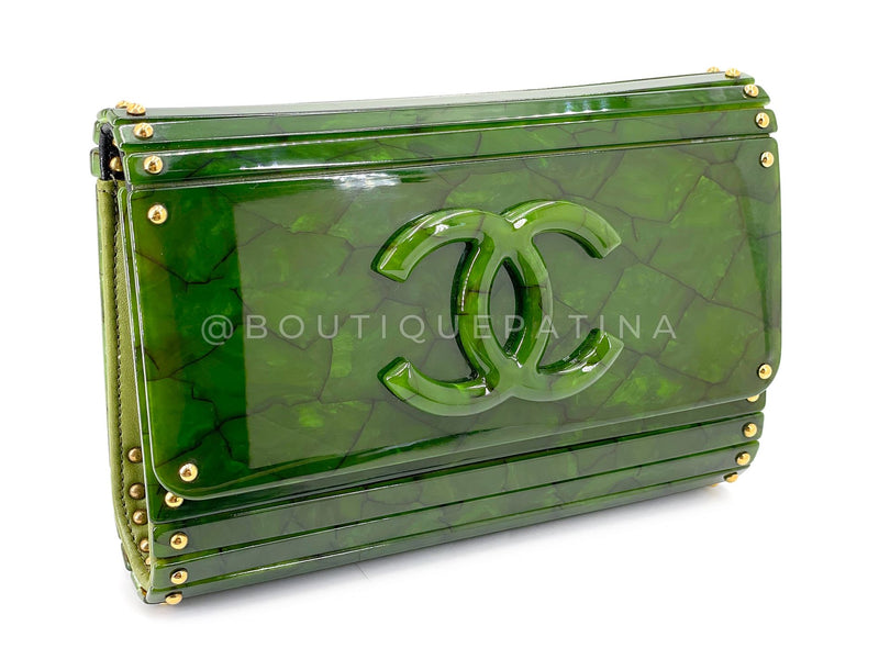 Chanel 2010 Paris-Shanghai Jade Green Plexiglass Clutch Bag on Chain T44