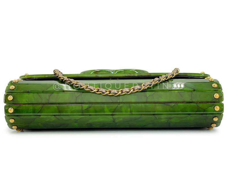 Chanel 2010 Paris-Shanghai Jade Green Plexiglass Clutch Bag on Chain T44