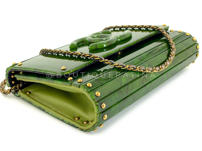 Chanel 2010 Paris-Shanghai Jade Green Plexiglass Clutch Bag on Chain T44