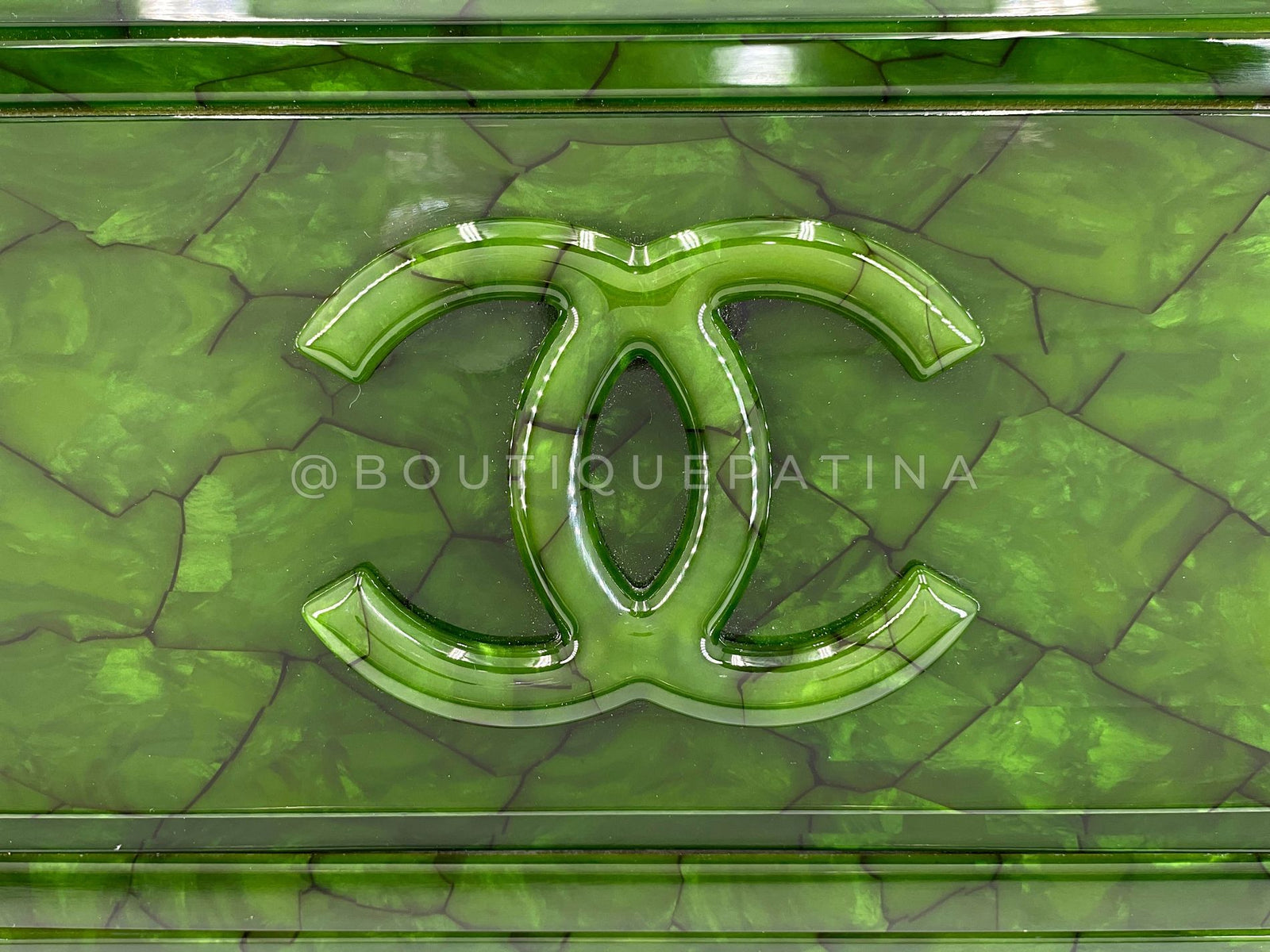 Chanel 2010 Paris-Shanghai Jade Green Plexiglass Clutch on Chain
