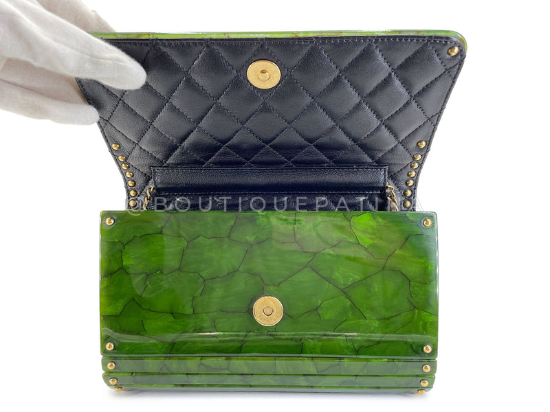 Chanel 2010 Paris-Shanghai Jade Green Plexiglass Clutch Bag on Chain T44