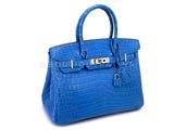 Hermès Blue Mykonos Matte Niloticus Crocodile Birkin 30 Tote Bag PHW MEW