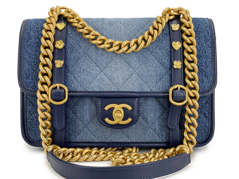 Chanel Ombre Denim Quilted Messenger Flap Bag GHW YOO