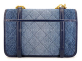 Chanel Ombre Denim Quilted Messenger Flap Bag GHW YOO