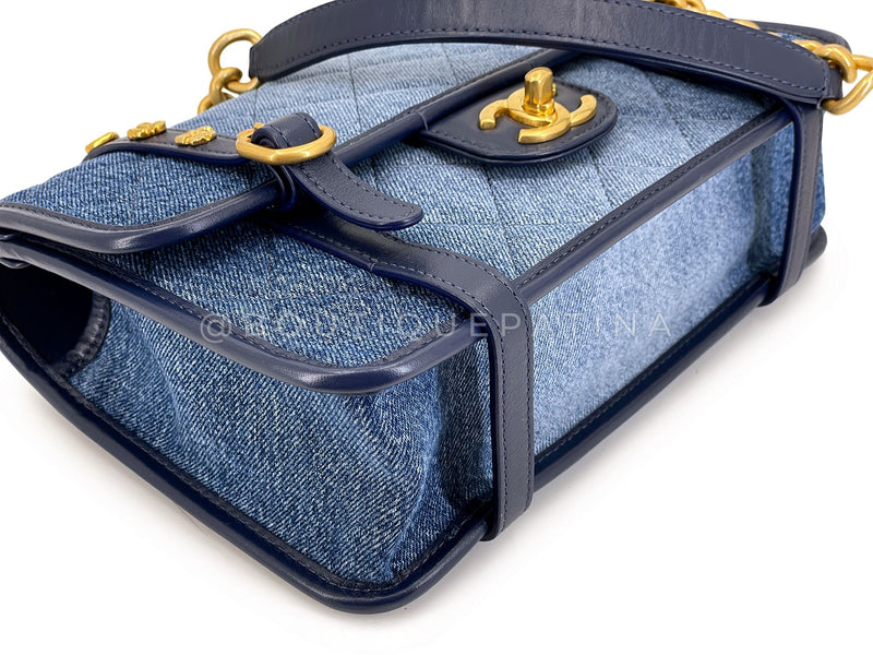 Chanel Ombre Denim Quilted Messenger Flap Bag GHW YOO