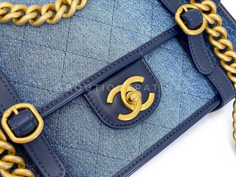 Chanel Ombre Denim Quilted Messenger Flap Bag GHW YOO