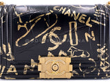 Chanel 19A Egypt Black Crocodile Print Graffiti Boy Bag Small GHW Paris-New York 509