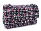 Chanel Pink Green Tweed 225 2.55 Reissue Flap Bag SHW FKC