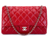 Chanel Red 11in Caviar Timeless Classic Clutch on Chain Bag SHW YXQ