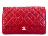 Chanel Red 11in Caviar Timeless Classic Clutch on Chain Bag SHW YXQ