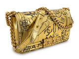 Chanel 19A Egypt Gold Crocodile Print Graffiti Boy Bag Medium GHW Paris-New York 8VU