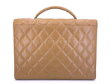 Chanel 1995 Vintage Taupe Beige Caviar Briefcase Tote Bag 24k GHW 7Z0