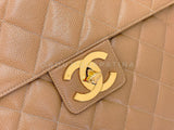 Chanel 1995 Vintage Taupe Beige Caviar Briefcase Tote Bag 24k GHW 7Z0