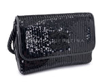 Chanel 1986 Vintage Black Sequin Evening Clutch Crossbody Bag K2J