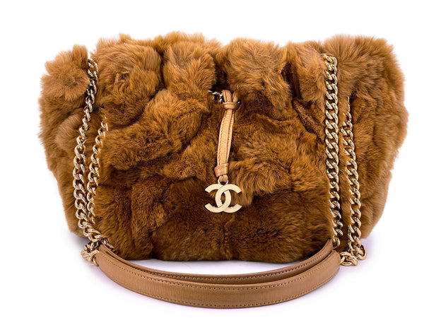 Chanel Vintage 2006 Nut Brown Fur Bucket Tote Bag 24k GHW R95