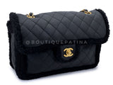 Chanel Black Shearling Muff Flap Bag GHW P0H