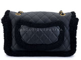 Chanel Black Shearling Muff Flap Bag GHW P0H