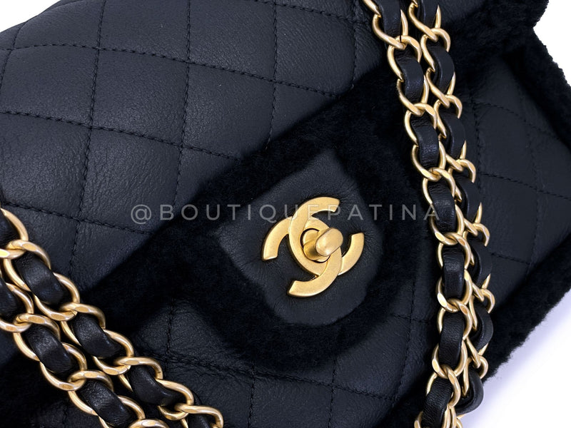 Chanel Black Shearling Muff Flap Bag GHW P0H