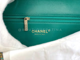 Chanel 2023 Paris-Dakar Green Tweed Pearl Wooden Real Catch Flap Bag GHW E8B