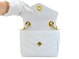 Chanel Vintage White Caviar Mini Flap Bag Chevron 24k GHW 2SG