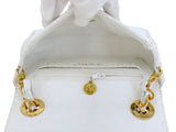 Chanel Vintage White Caviar Mini Flap Bag Chevron 24k GHW 2SG