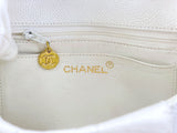 Chanel Vintage White Caviar Mini Flap Bag Chevron 24k GHW 2SG