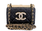 Chanel 23A Pearl CC Logo Framed Minaudière Evening Clutch Bag GHW H2I