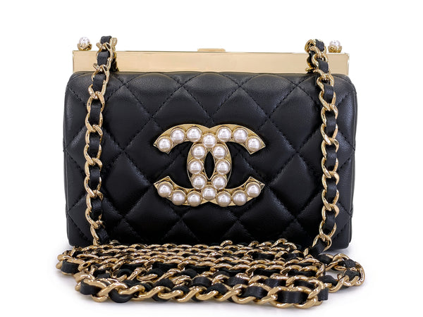 Chanel 23A Pearl CC Logo Framed Minaudière Evening Clutch Bag GHW