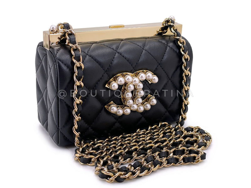 Chanel 23A Pearl CC Logo Framed Minaudière Evening Clutch Bag GHW H2I