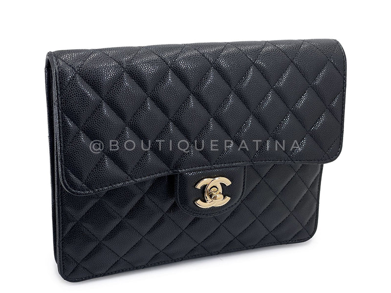 Chanel 2020 Black Caviar Timeless Clutch Bag GHW T3M