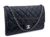 Chanel 2014 Timeless Black Caviar Clutch on Chain Flap Bag SHW OB7