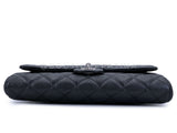 Chanel 2014 Timeless Black Caviar Clutch on Chain Flap Bag SHW OB7