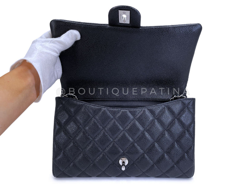 Chanel 2014 Timeless Black Caviar Clutch on Chain Flap Bag SHW OB7