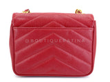 Chanel 1994 Vintage Red Caviar Mini Flap Bag Chevron 24k GHW 3ZJ