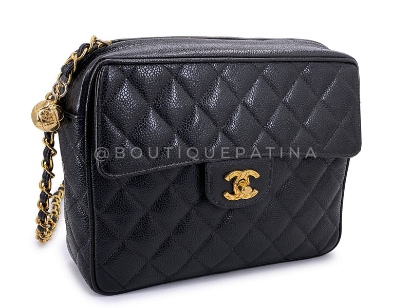 Chanel 1994 Vintage Black Caviar Classic Flap Camera Case Bag 24k GHW XZJ